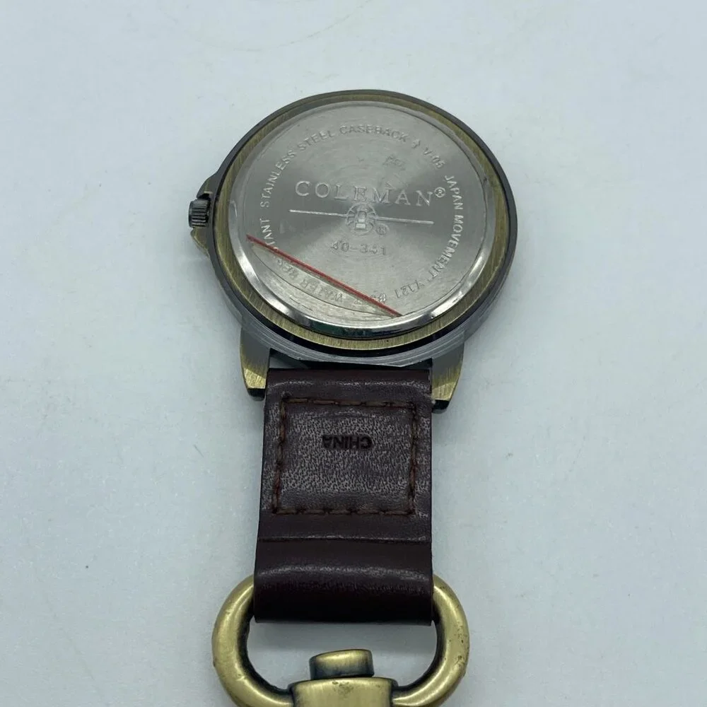 Coleman Quartz Pocket Watch Men Bronze Tone Snap-On Open Face Analog 40-341 - Picture 6 of 6